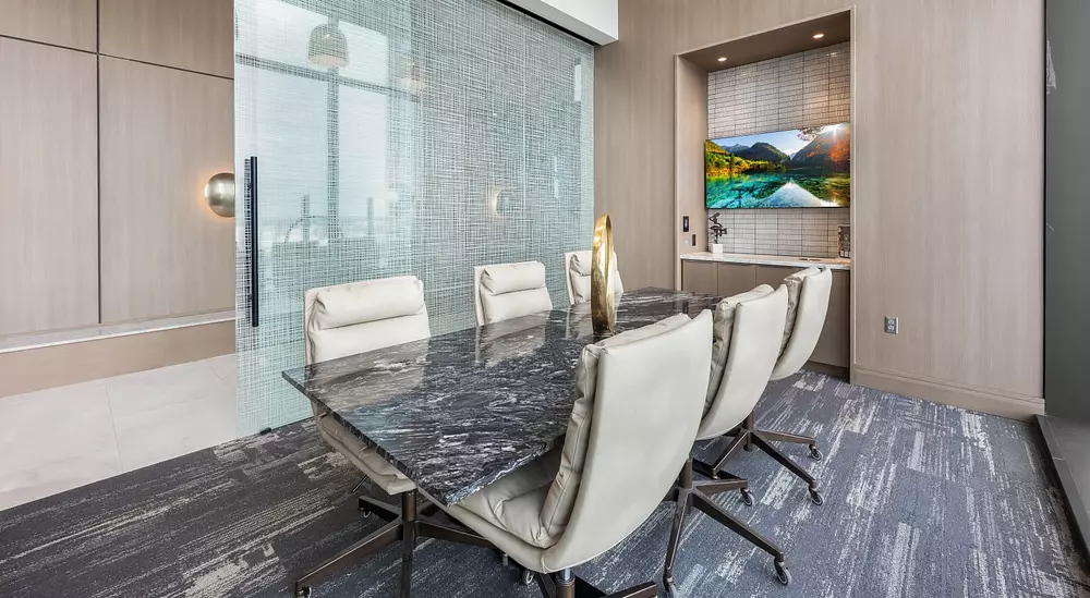 Conference room at Hanover Brazos Street apartments in Austin TX