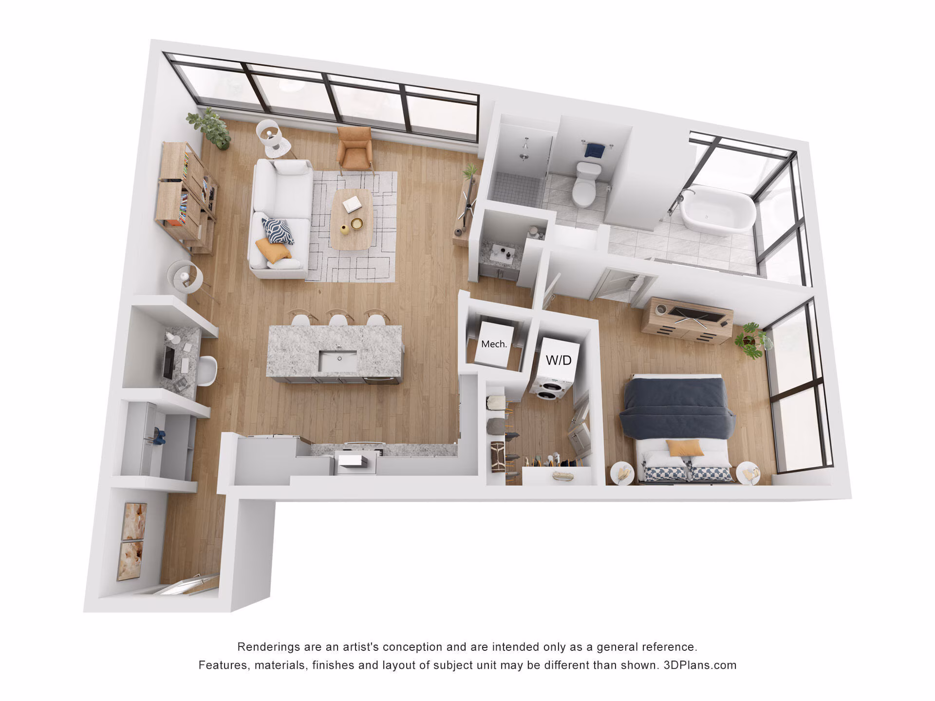 A5 floor plan at 415 Colorado: 1 bedroom, 1 bath, 994 square feet