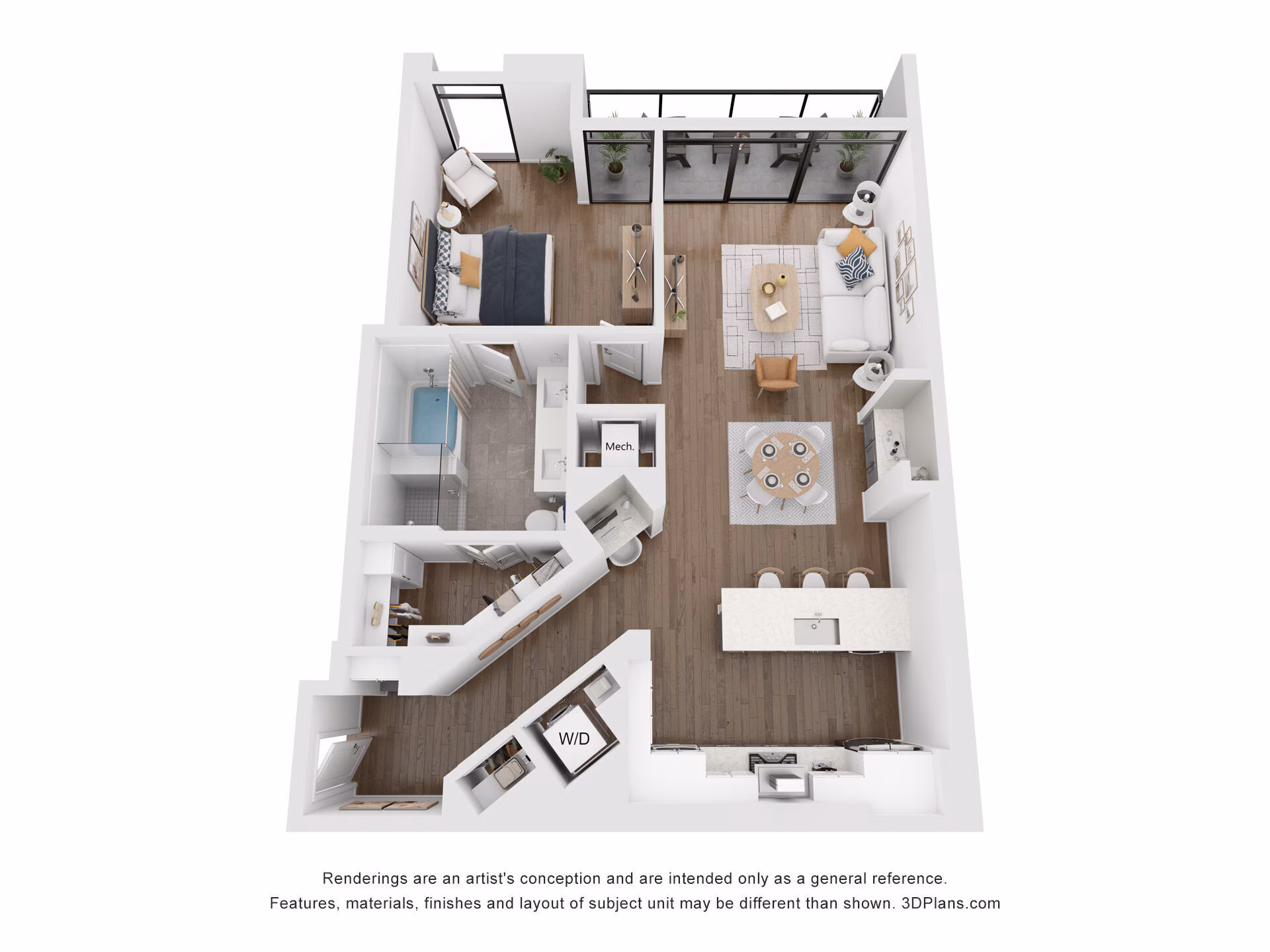 A6 floor plan at 415 Colorado: 1 bedroom, 1 bath, 1,031 square feet