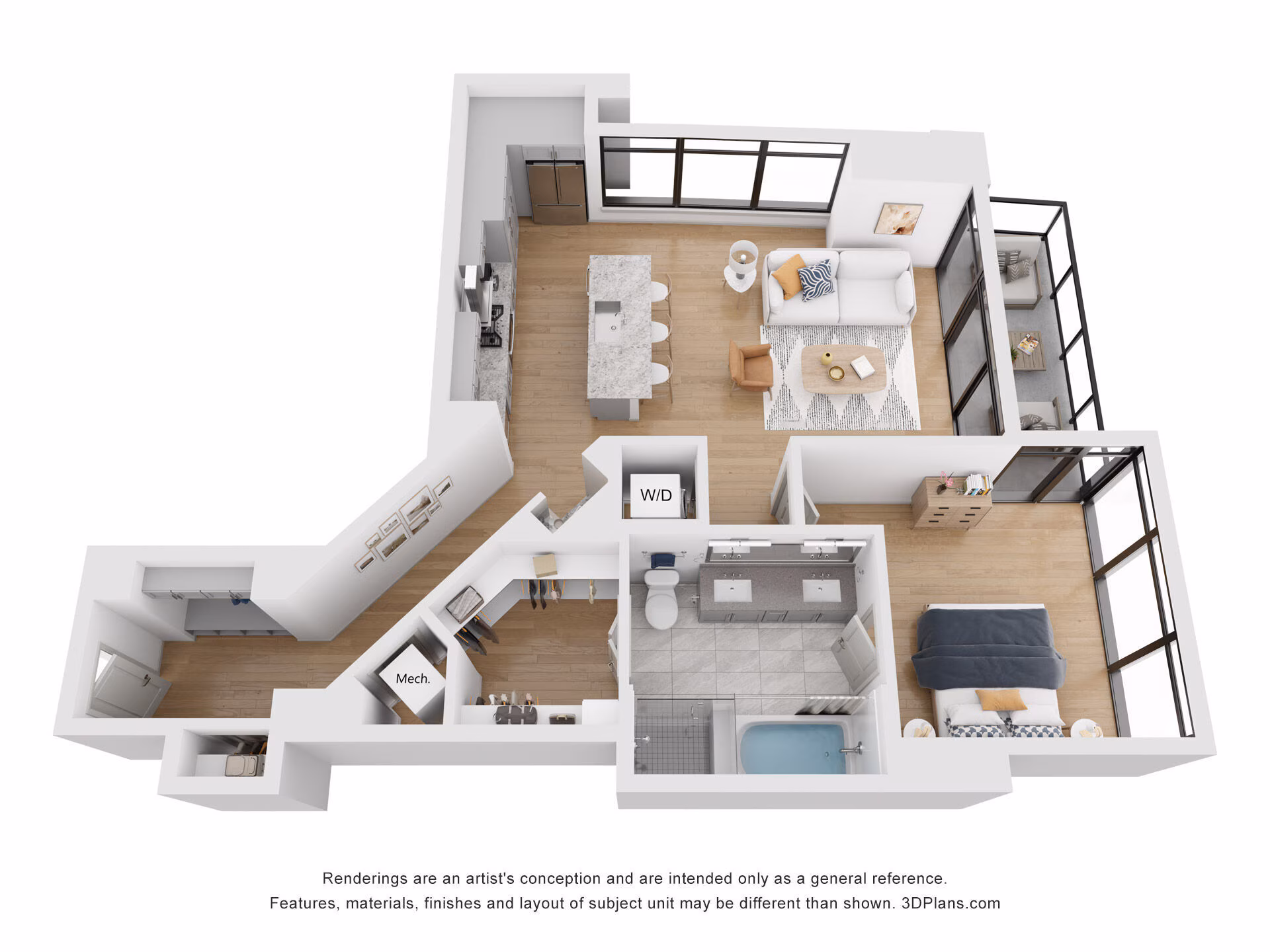 A7 floor plan at 415 Colorado: 1 bedroom, 1 bath, 1,009 square feet