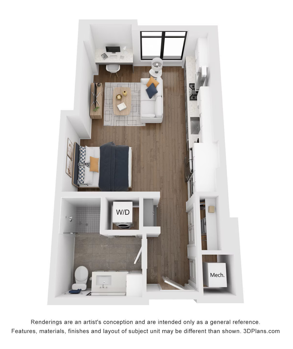 S1 floor plan at 415 Colorado: studio, 1 bath, 551 square feet