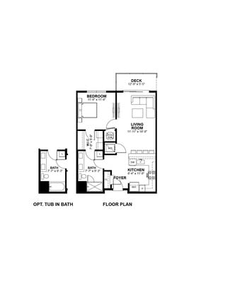 A1.1 floor plan at The Prescott: 1 bedroom, 1 bath, 720 square feet