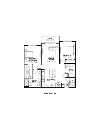 B1 floor plan at The Prescott: 2 bedroom, 2 bath, 1,132 square feet