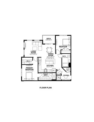 B2.1 floor plan at The Prescott: 2 bedroom, 2 bath, 1,080 square feet
