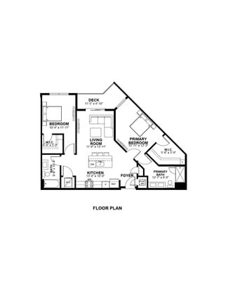 B3 floor plan at The Prescott: 2 bedroom, 2 bath, 1,040 square feet