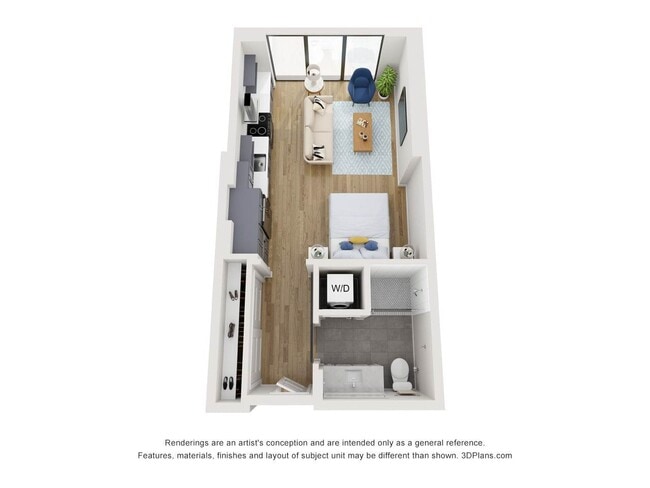 S4 floor plan at The Quincy: studio, 1 bath, 415 square feet