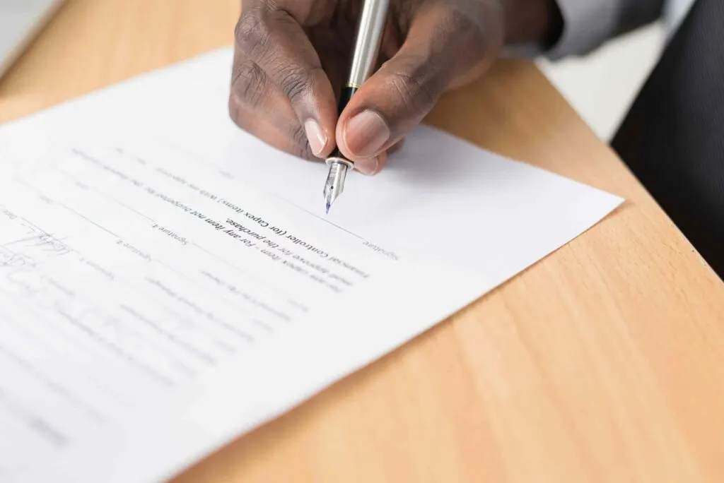 Austin renter signing a lease renewal