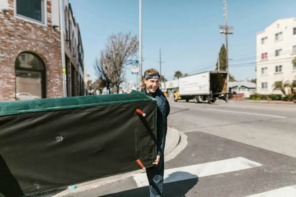 Austin renter carrying boxes on move-in day